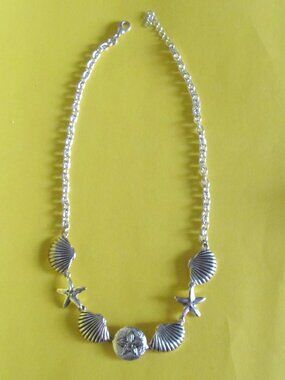 Beach necklace silver tone Summer jewelry
